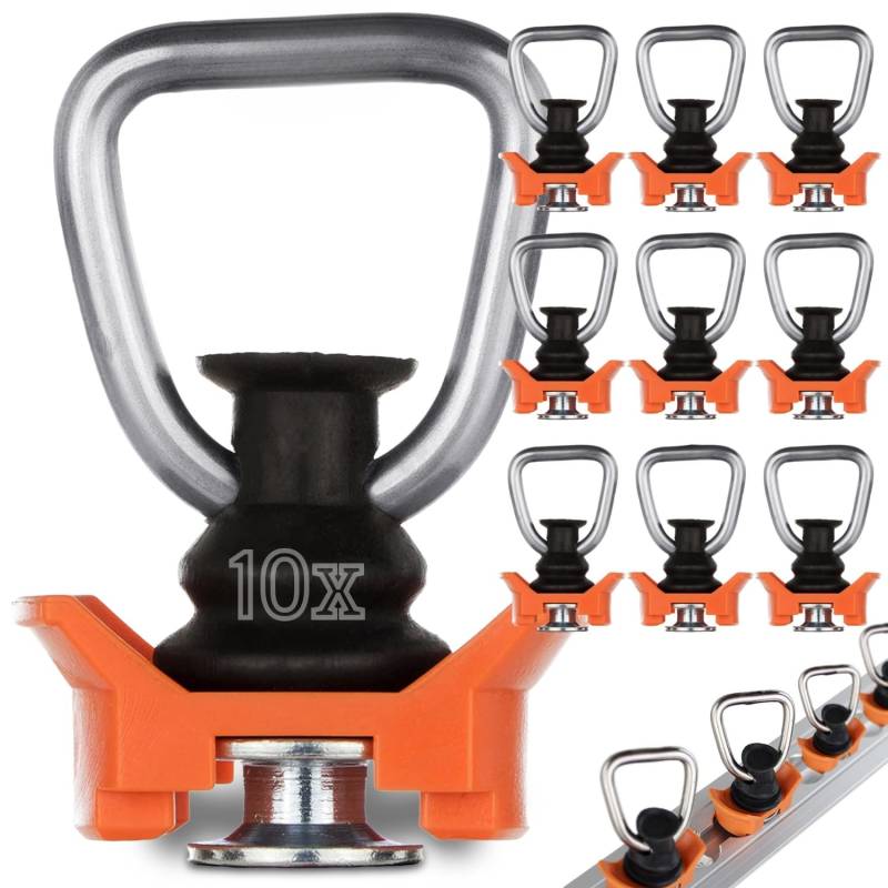 Safetytex 10 Stück Single Fitting - Endfitting orange Kunststoff - Endbeschlag Set - Zurrring für Airlineschiene -Zurrschienen Zubehör - Belastbarkeit 800 daN, Bruchlast 1600 daN von Safetytex