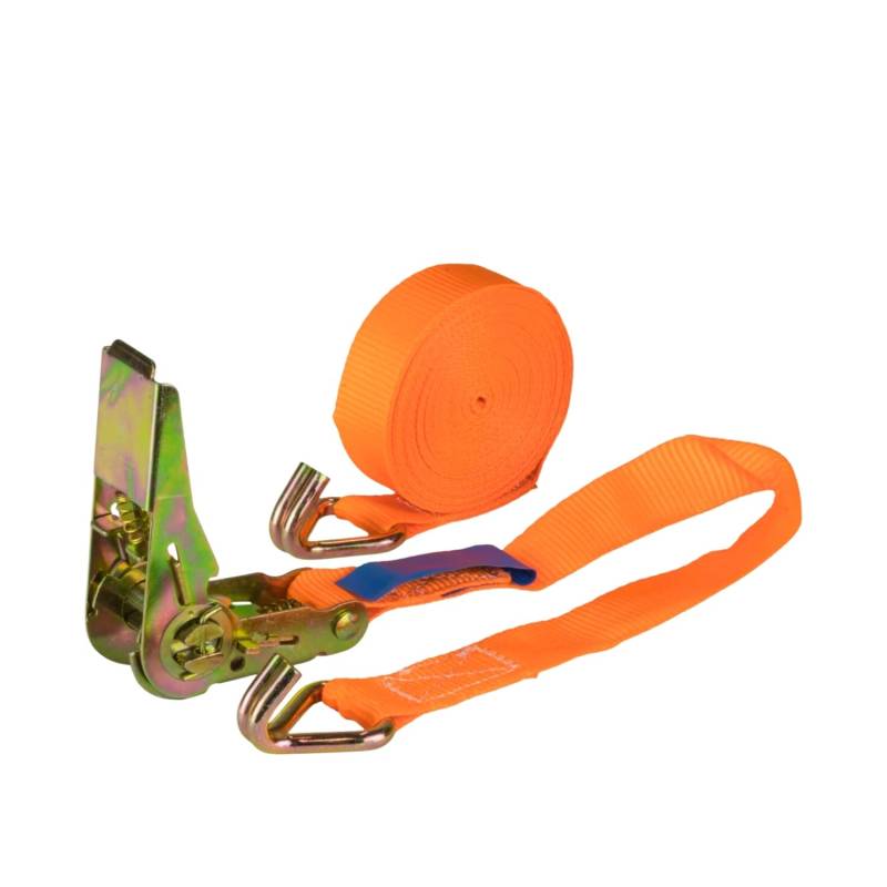 Spanngurt 800 kg 25 mm x 6 m zweiteilig mit Ratsche & Spitzhaken | DIN EN 12 195-2 | 100% Polyester | Hohe Zugkraft – ideal für sicheres Verzurren und Transport von Safetytex