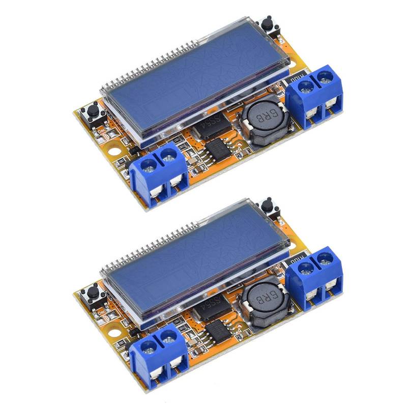 2 Stück 3 A Step-Down-Strommodul, DC einstellbares Step-Down-Netzteilmodul, LCD-Display, Spannungs- und Strommesser, Dual-Display, 3 A Step-Up-Netzteilmodul von SagaSave