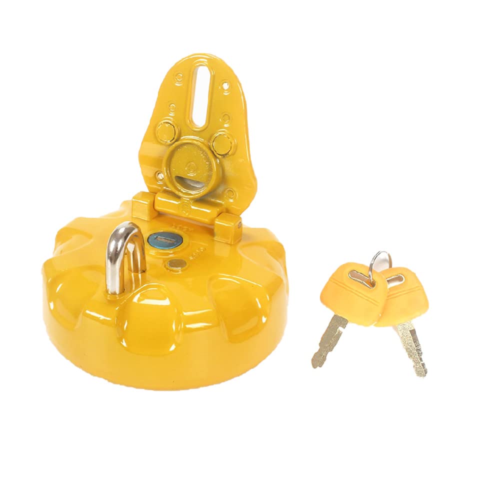 Tankdeckel, gelber Bagger, Benzinfüller, abschließbarer Gas-Tankdeckel mit Schlüssel für Caterpillar E307/312/200B/60D von SagaSave