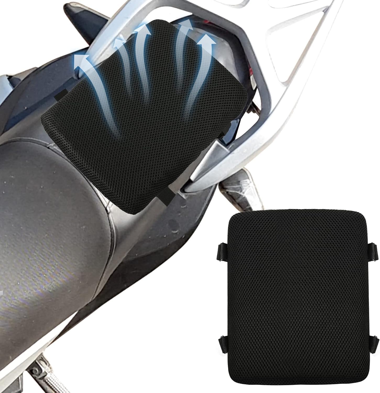 Motorrad Gel Sitzkissen, Motorrad 3D Waben Motorrad Sitzbezug, Stoßdämpfende atmungsaktive Sitzkissen für Bequeme Lange Fahrten (Back) von Sagreeny