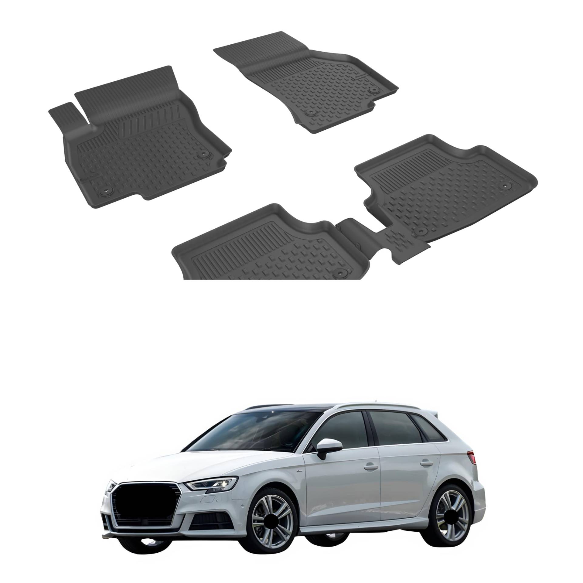 Fußmatten Automatten kompatibel mit Audi A3 2013-2020 | 4.5D Premium TPE Gummi Antirutsch Gummimatten Wasserdicht Car Auto Matte Schwarz Fußmatten Automatten kompatibel mit Audi A3 2013-2020 | 4.5D Premium TPE Gummi Antirutsch Gummimatten Wasserdicht Car Auto Matte Schwarz von Sahler