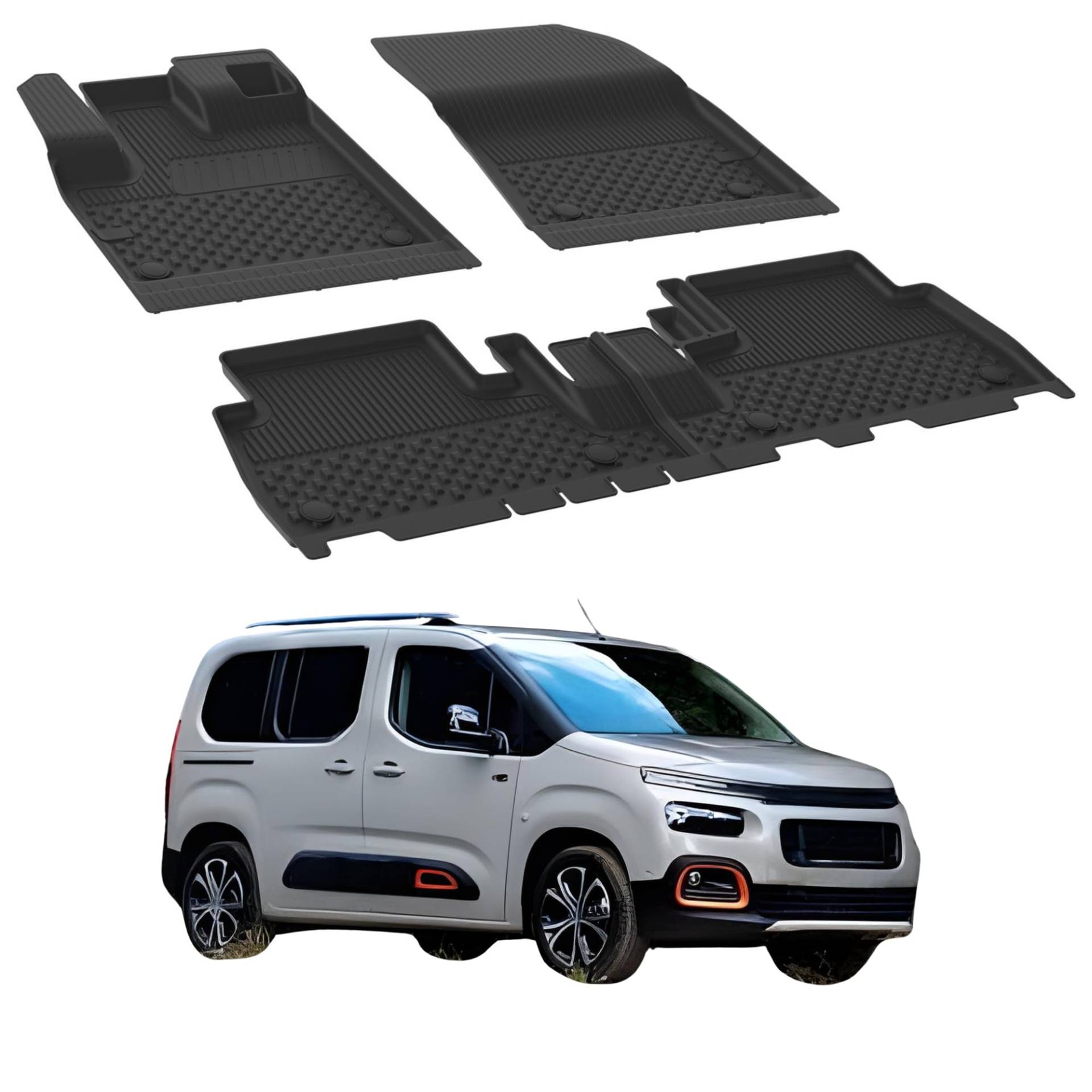 Fußmatten Automatten kompatibel mit Citroen Berlingo 2019-2024 | 4.5D Premium TPE Gummi Antirutsch Gummimatten Wasserdicht Car Auto Matte Schwarz Fußmatten Automatten kompatibel mit Citroen Berlingo 2019-2024 | 4.5D Premium TPE Gummi Antirutsch Gummimatten Wasserdicht Car Auto Matte Schwarz von Sahler