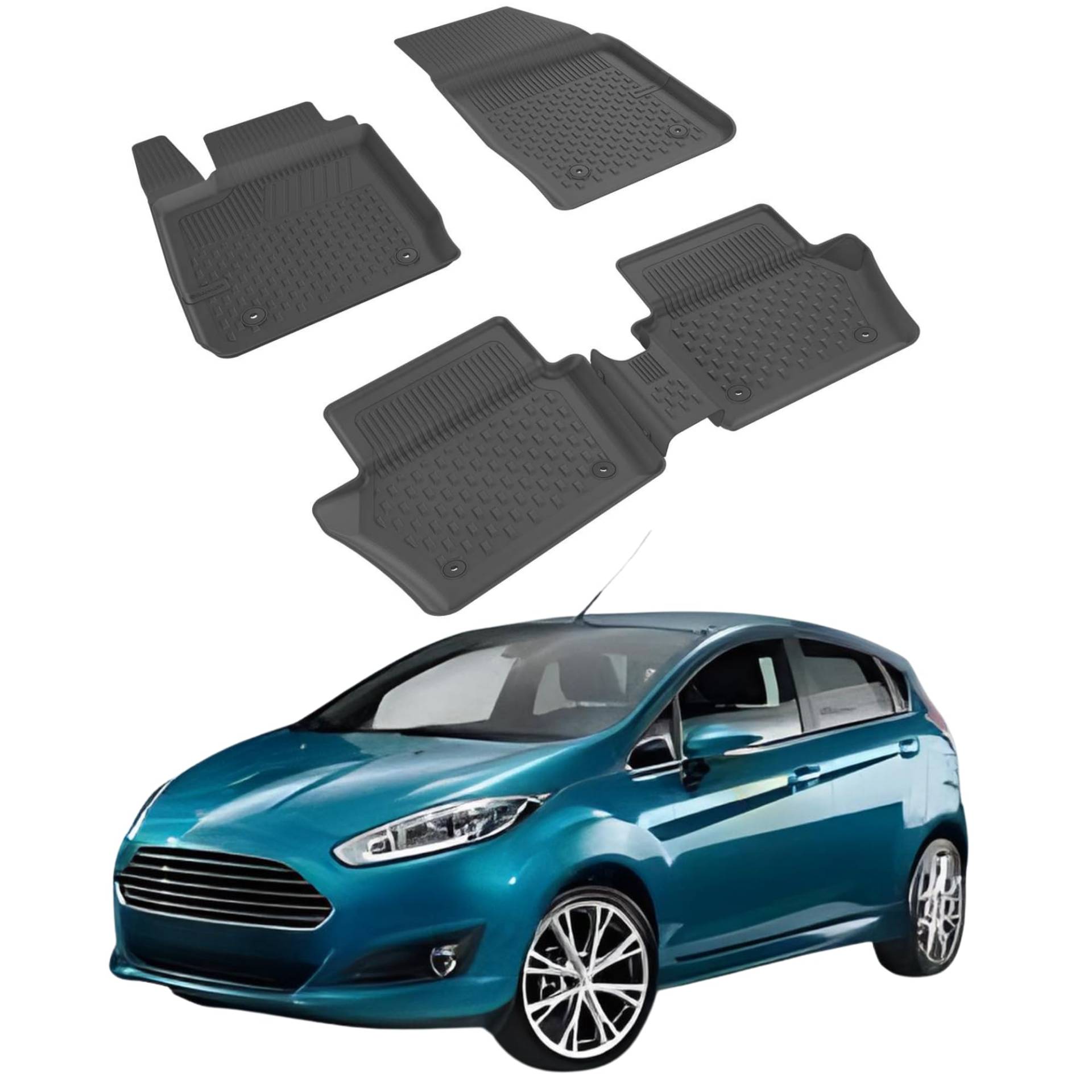 Fußmatten Automatten kompatibel mit Ford Fiesta 2009-2017 | 4.5D Premium TPE Gummi Antirutsch Gummimatten Wasserdicht Car Auto Matte Schwarz Fußmatten Automatten kompatibel mit Ford Fiesta 2009-2017 | 4.5D Premium TPE Gummi Antirutsch Gummimatten Wasserdicht Car Auto Matte Schwarz von Sahler