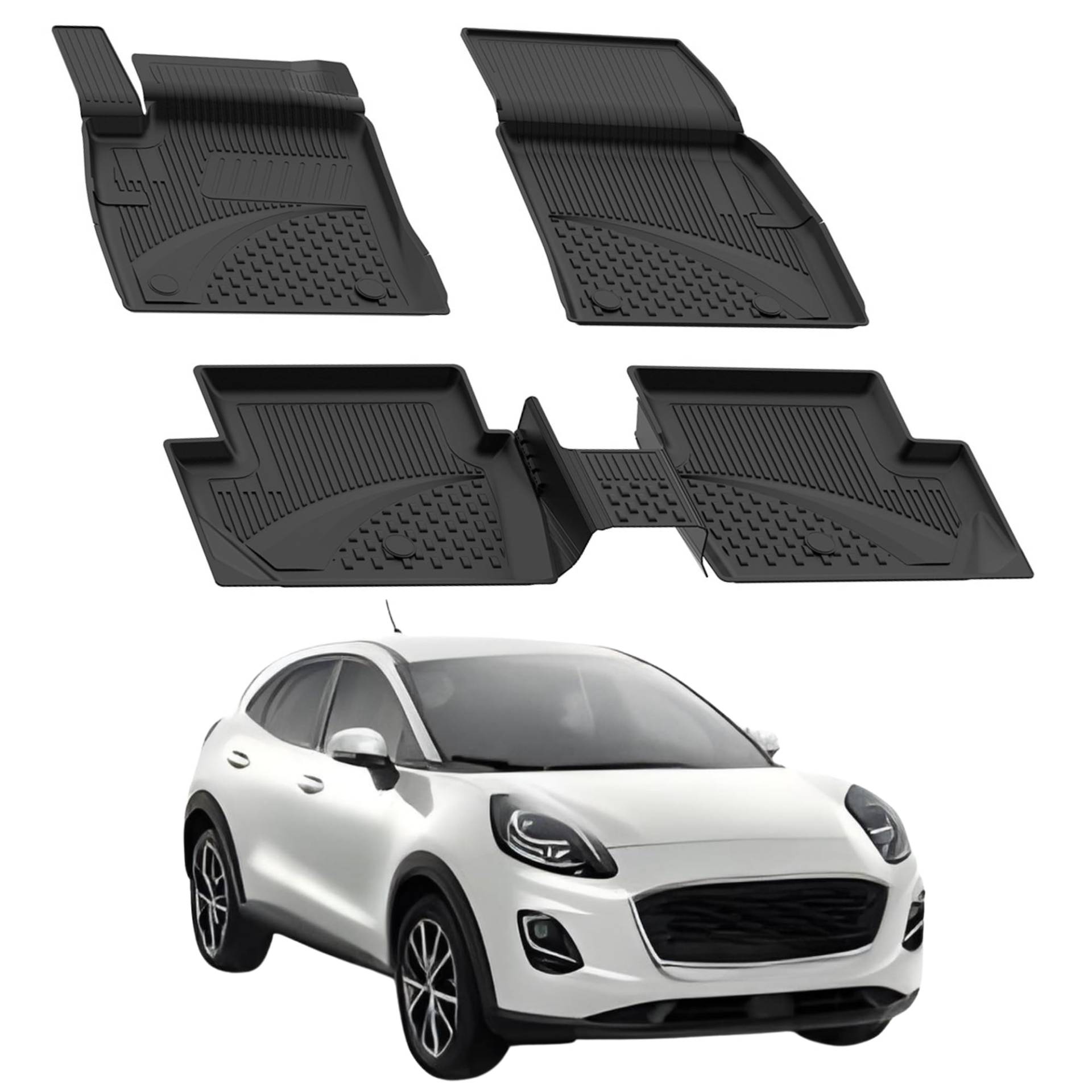 Fußmatten Automatten kompatibel mit Ford Puma 2019-2024 | 4.5D Premium TPE Gummi Antirutsch Gummimatten Wasserdicht Car Auto Matte Schwarz Fußmatten Automatten kompatibel mit Ford Puma 2019-2024 | 4.5D Premium TPE Gummi Antirutsch Gummimatten Wasserdicht Car Auto Matte Schwarz von Sahler