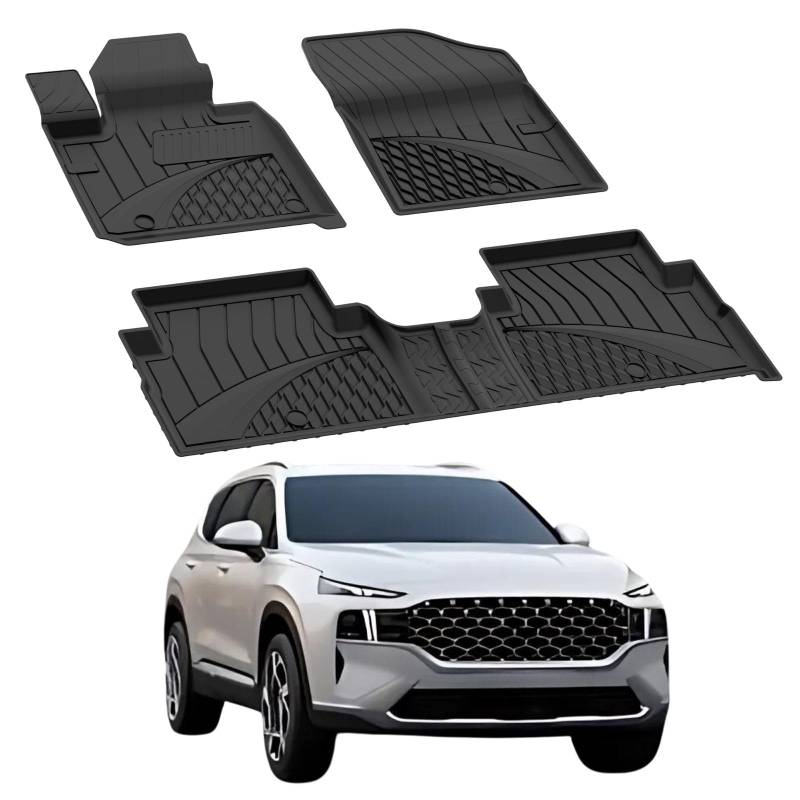 Fußmatten Automatten kompatibel mit Hyundai Santa Fe Hybrid 2020-2023 | 4.5D Premium TPE Gummi Antirutsch Gummimatten Wasserdicht Car Auto Matte Schwarz von Sahler