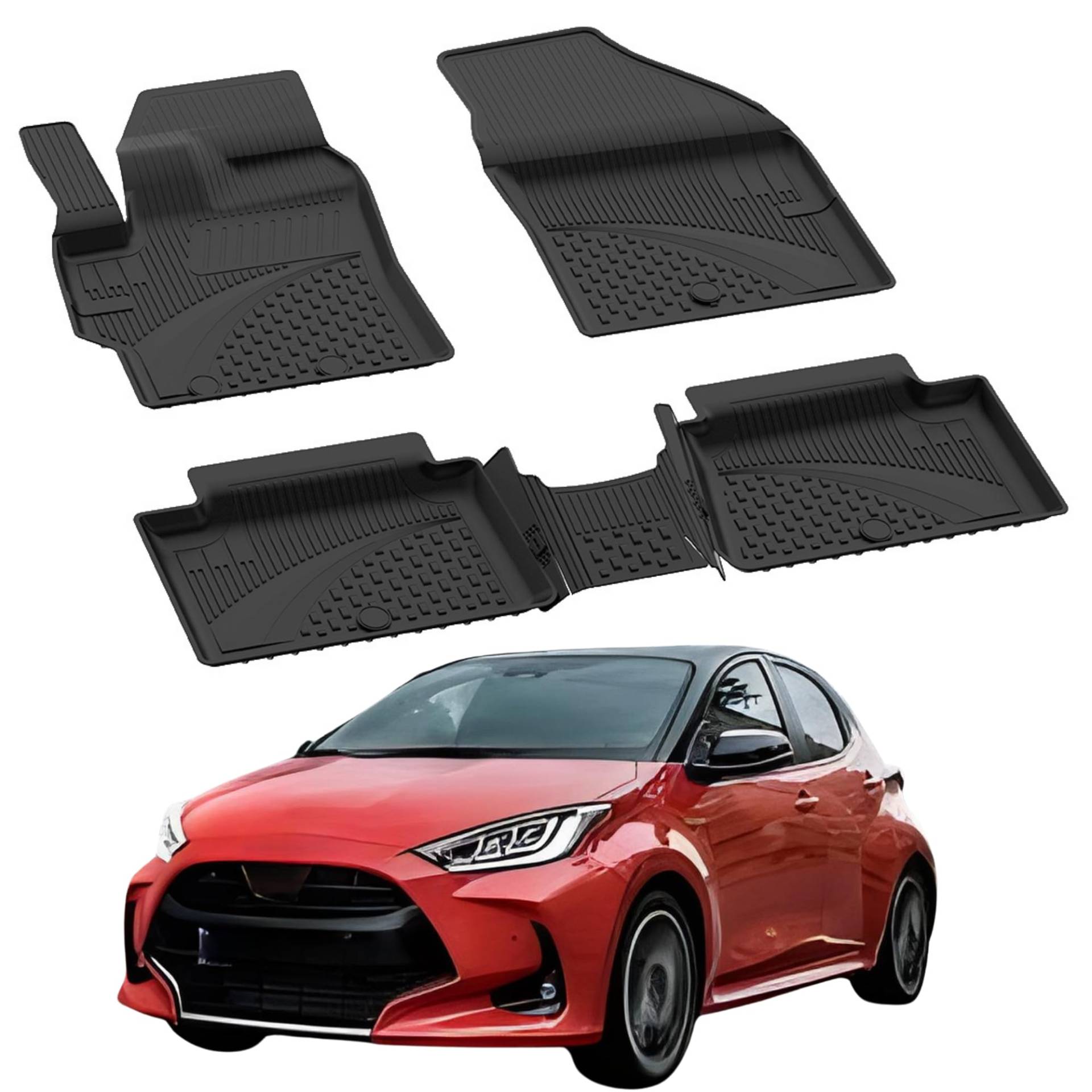 Fußmatten Automatten kompatibel mit Toyota Yaris Cross 2020-2024 | 4.5D Premium TPE Gummi Antirutsch Gummimatten Wasserdicht Car Auto Matte Schwarz Fußmatten Automatten kompatibel mit Toyota Yaris Cross 2020-2024 | 4.5D Premium TPE Gummi Antirutsch Gummimatten Wasserdicht Car Auto Matte Schwarz von Sahler