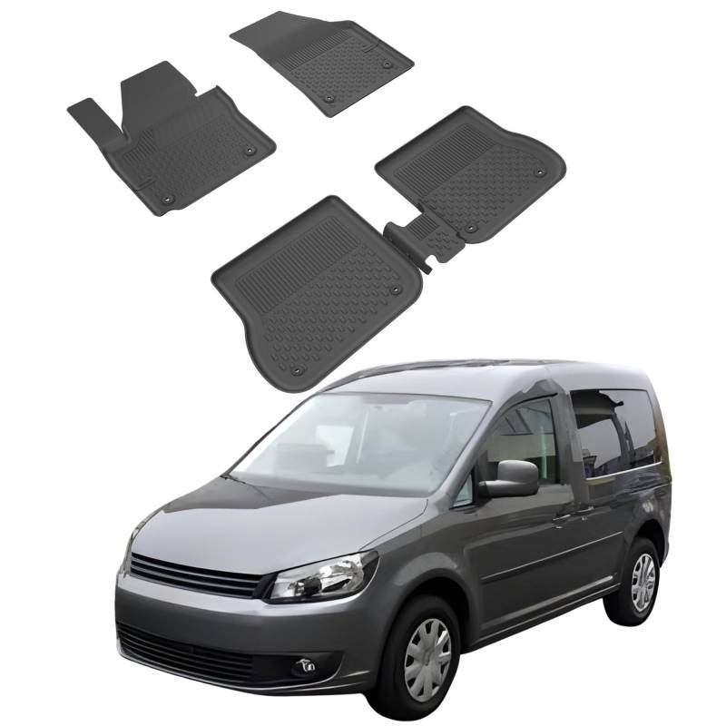 Fußmatten Automatten kompatibel mit Volkswagen Caddy 2010-2015 | 4.5D Premium TPE Gummi Antirutsch Gummimatten Wasserdicht Car Auto Matte Schwarz von Sahler