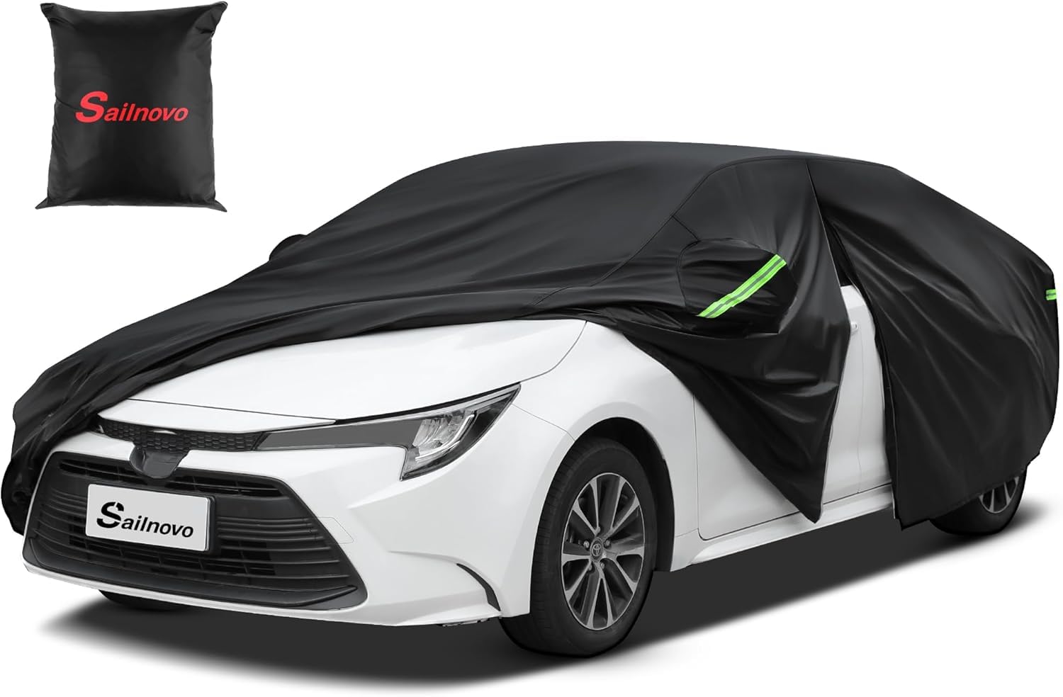 Sailnovo Autoabdeckung Wasserdicht,Autoabdeckung für Limousinen 7-lagig Wasserdicht UV-Schutz Allwetter Universelle Passform mit Reißverschluss - für Nissan Versa, VW Golf(bis zu 450 cm) von Sailnovo