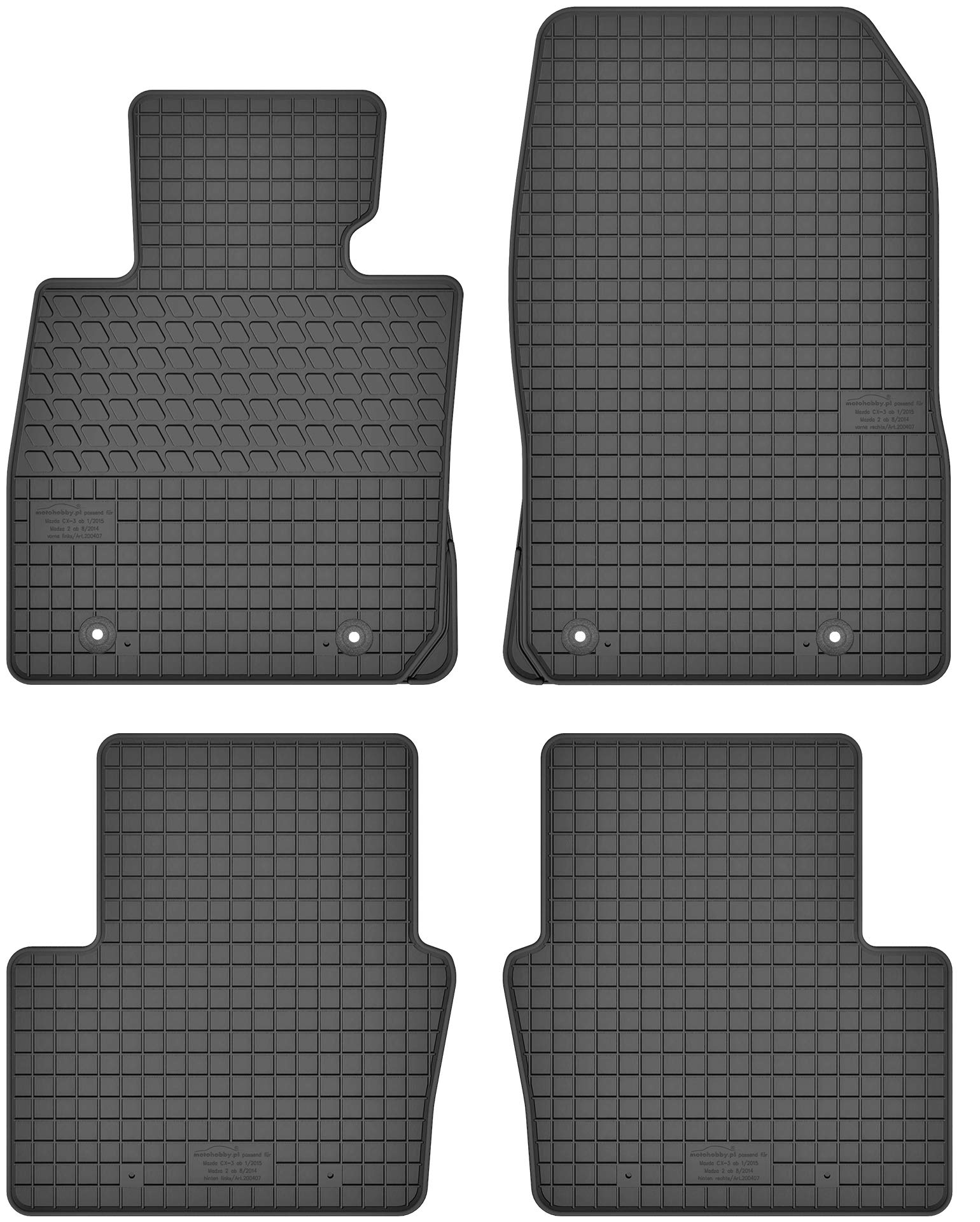 Maßgefertigte Auto Gummimatten, kompatibel mit Mazda 2 III von 2014 bis Jetzt - 4 teilige Gummifußmatten Set, Geruchlos & Abriebfest, Hochwertige Fußmatte Auto Accessoires Maßgefertigte Auto Gummimatten, kompatibel mit Mazda 2 III von 2014 bis Jetzt - 4 teilige Gummifußmatten Set, Geruchlos & Abriebfest, Hochwertige Fußmatte Auto Accessoires von Sales Core