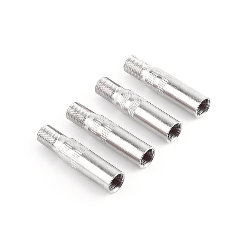 Verchromte Metall-Metall-Automobil-Ventilkappen-Stammverlängerungen-Universelle Passform für Autowagen Van Caravan, 4-Pack-Reifenventil-Extender-Adapter von Saluaqui
