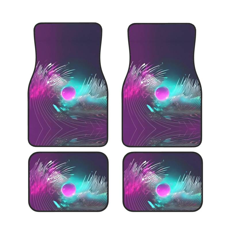 Universal Auto Fußmatten - 4-teiliges Set Gummi Rückseite Musik Sound Wave Full Print Design für SUV, Limousine und Vans von SamLng