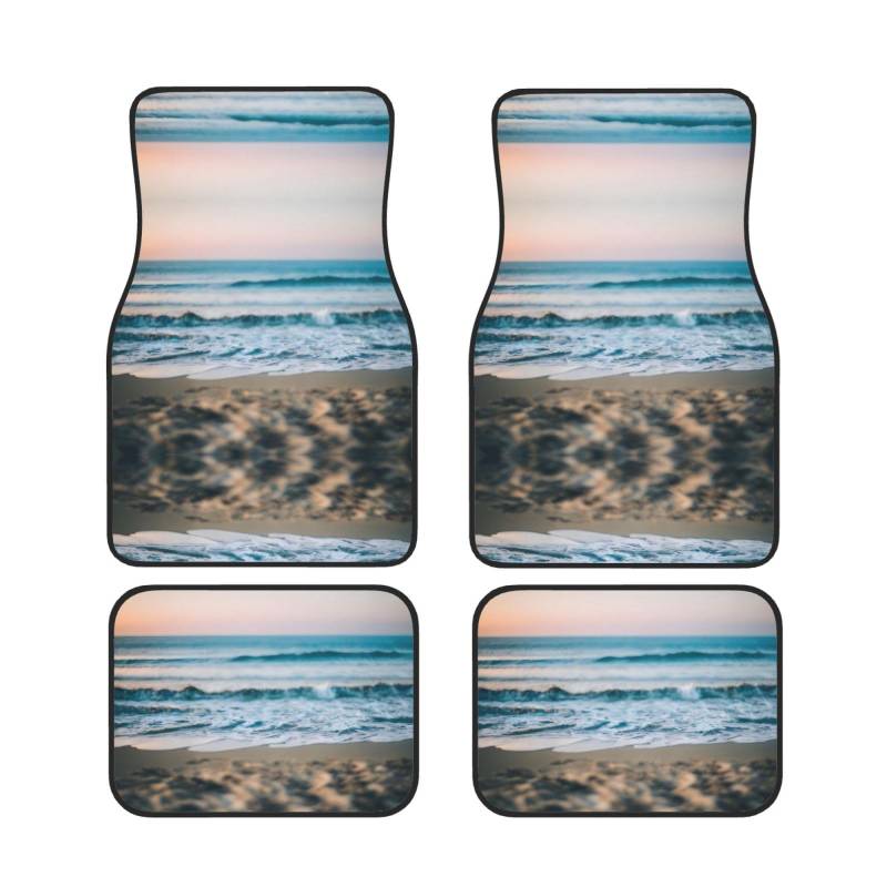 Universal Auto Fußmatten - 4-teiliges Set Gummirücken Strand und Meer Volldruck Design für SUV, Limousine und Vans von SamLng
