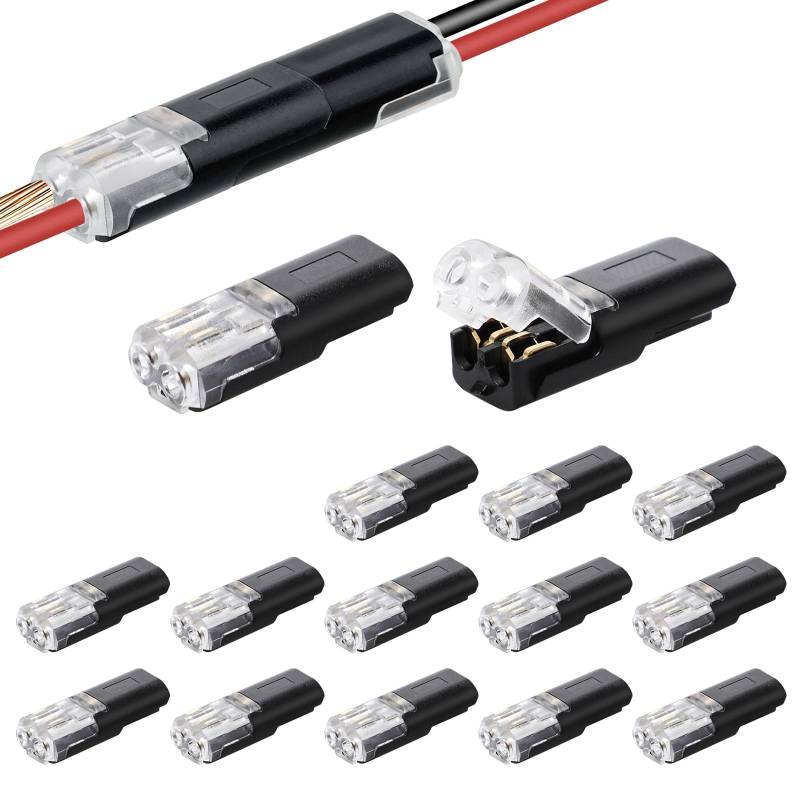 15 Stück Auto Kabelverbinder Wasserdicht 2 Polig,12V Stecker 2 pin,Kabel Steckverbinder,Schneller Kabelstecker Verbindungen 12V für 18-22 AWG Kabel Crimp,Steckverbindung Wire Connector für KFZ LKW von Samamoca
