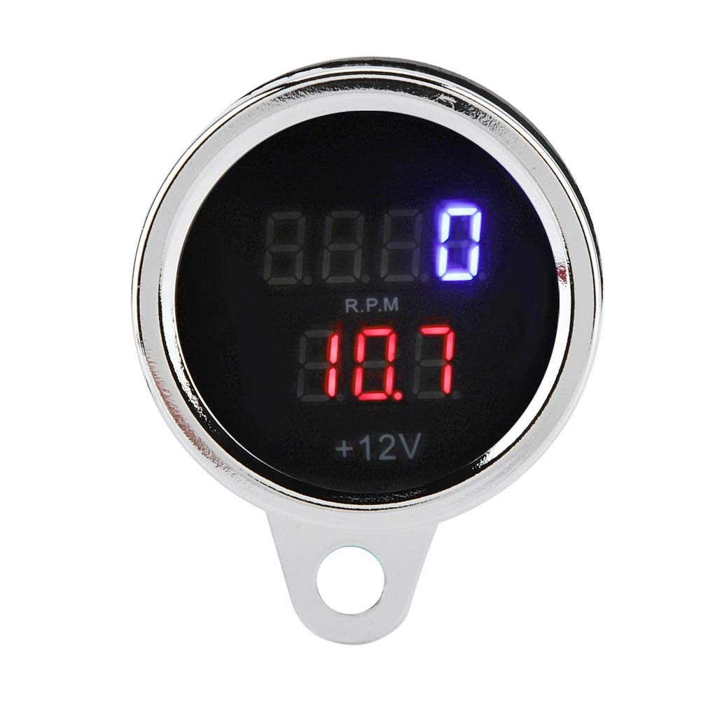 2-in-1 Motorrad-Tachometer, digitaler Kilometerzähler mit Drehzahlsensor aus Metall, digitales Voltmeter von Samfox