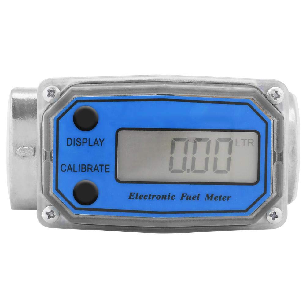 Samfox Turbinen Durchflussmesser 1 Zoll,Peak Flow meter,Durchflussmesser für Diesel Benzin Harnstoff Heizöl, 15–120 L/min NPT Durchflussmesser,mit Digital LCD Display(Blau LLW-25) von Samfox