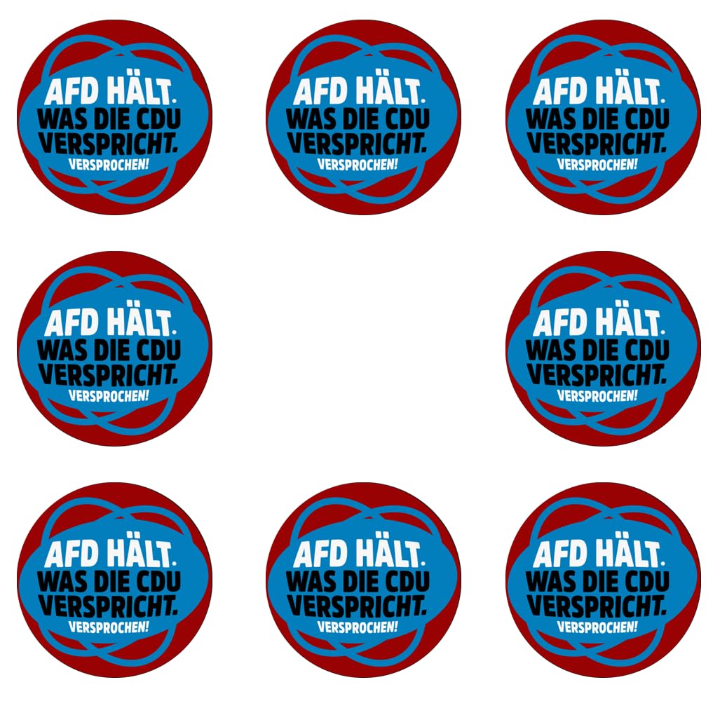 Sammys Shirt Store 192 Stück Aufkleber 4cm rund AFD hält was die CDU verspricht Sticker Sparpack gut haftend Aktiv Werden 4 cm Sammys Shirt Store 192 Stück Aufkleber 4cm rund AFD hält was die CDU verspricht Sticker Sparpack gut haftend Aktiv Werden 4 cm von Sammys Shirt Store