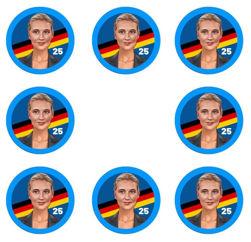 Sammys Shirt Store 192 Stück Aufkleber 4cm rund Bundeskanzlerin Alice Weidel Neuwahlen AFD Sticker Sparpack gut haftend Aktiv Werden 5 cm von Sammys Shirt Store