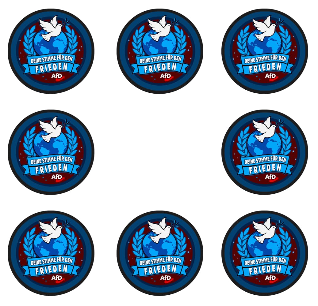 Sammys Shirt Store 192 Stück Aufkleber 4cm rund Deine Stimme für den Frieden AFD Neuwahlen Sticker Sparpack gut haftend Aktiv Werden 5 cm Sammys Shirt Store 192 Stück Aufkleber 4cm rund Deine Stimme für den Frieden AFD Neuwahlen Sticker Sparpack gut haftend Aktiv Werden 5 cm von Sammys Shirt Store
