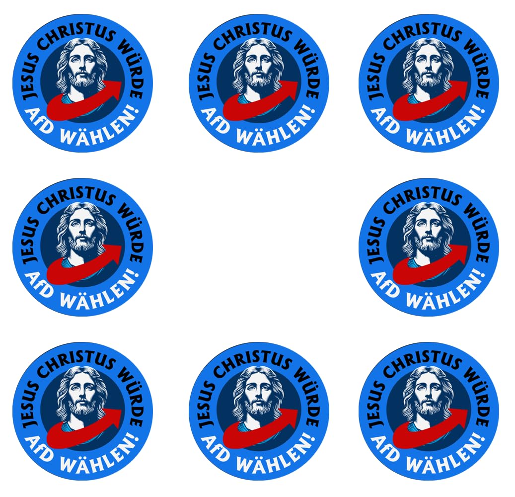 Sammys Shirt Store 192 Stück Aufkleber 4cm rund Jesus Christus II würde AFD wählen Sticker Sparpack gut haftend Aktiv Werden 4 cm Sammys Shirt Store 192 Stück Aufkleber 4cm rund Jesus Christus II würde AFD wählen Sticker Sparpack gut haftend Aktiv Werden 4 cm von Sammys Shirt Store
