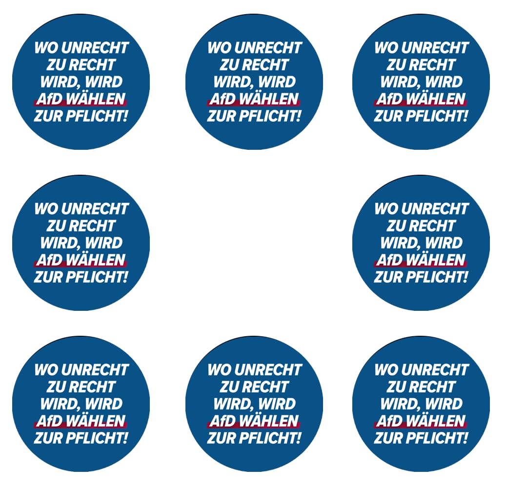 Sammys Shirt Store 192 Stück Aufkleber 4cm rund Wo Unrecht zu Recht Wird Wird AFD wählen Pflicht Sticker Sparpack gut haftend Aktiv Werden 4 cm Sammys Shirt Store 192 Stück Aufkleber 4cm rund Wo Unrecht zu Recht Wird Wird AFD wählen Pflicht Sticker Sparpack gut haftend Aktiv Werden 4 cm von Sammys Shirt Store
