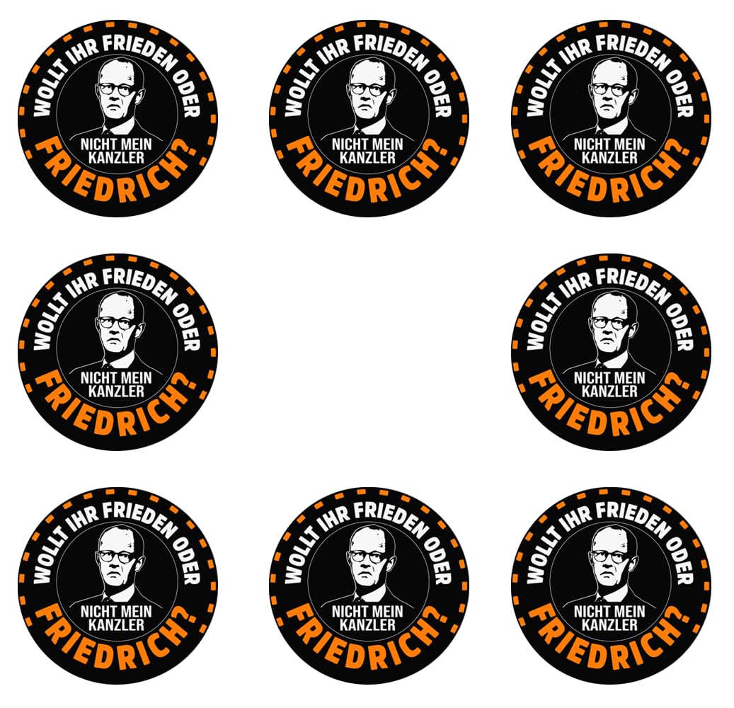 Sammys Shirt Store 24 Stück Aufkleber 4cm rund Wollt Ihr Frieden oder Friedrich CDU Kriegstreiber Sticker Sparpack gut haftend Aktiv Werden 5 cm Sammys Shirt Store 24 Stück Aufkleber 4cm rund Wollt Ihr Frieden oder Friedrich CDU Kriegstreiber Sticker Sparpack gut haftend Aktiv Werden 5 cm von Sammys Shirt Store