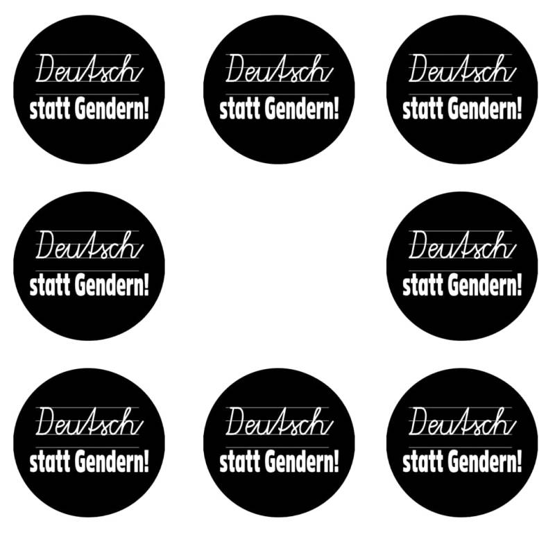 Sammys Shirt Store 48 Stück Aufkleber 4cm rund Deutsch statt Gendern Sprache Sticker Sparpack gut haftend Aktiv Werden 4 cm von Sammys Shirt Store