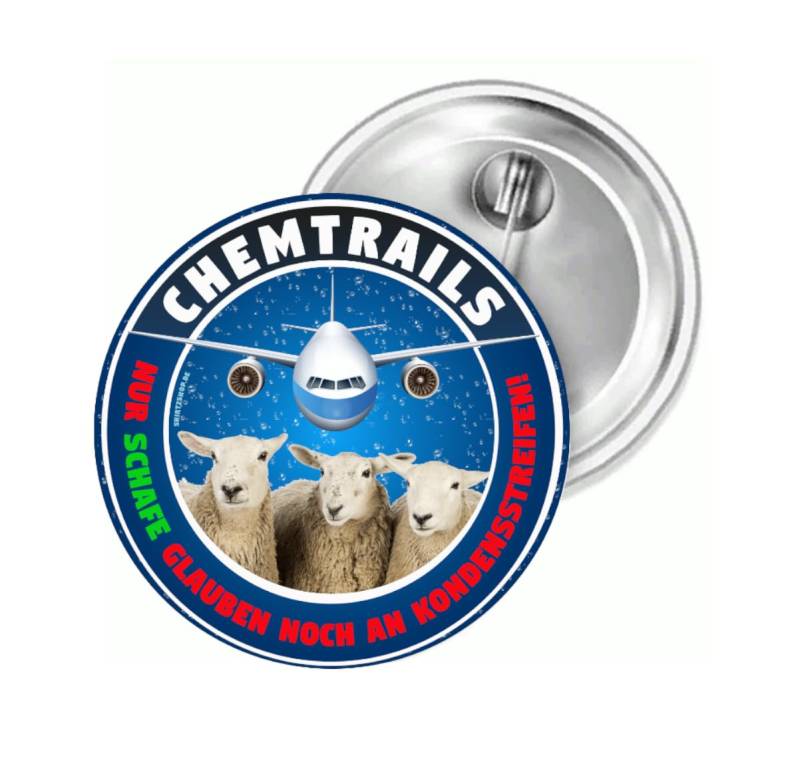 Sammys Shirt Store Chemtrails Nur Schafe glauben noch an Kondensstreifen Button 55 mm von Sammys Shirt Store