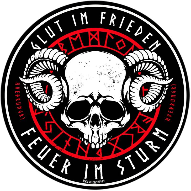 Sammys Shirt Store Glut im Frieden-Feuer im Zorn Germanen Wikinger - Vinyl Auto Aufkleber 10cm von Sammys Shirt Store