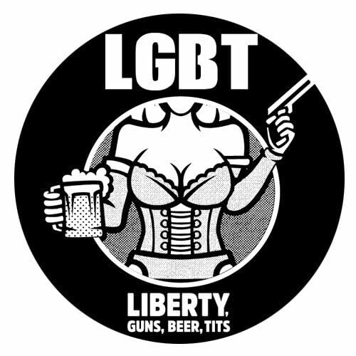 Sammys Shirt Store LGBT - Liberty, Guns, Beer, Tits Vinyl-Aufkleber Sticker für Auto wetterfest 10cm von Sammys Shirt Store
