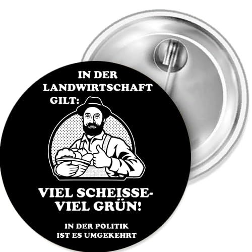 Sammys Shirt Store Landwirtschaft viel Scheiße viel Grün Button 38 mm von Sammys Shirt Store