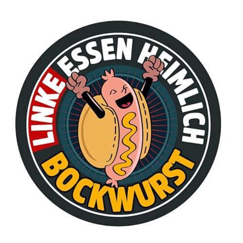 Sammys Shirt Store Linke Essen heimlich Bockwurst Aufnäher 10 cm von Sammys Shirt Store