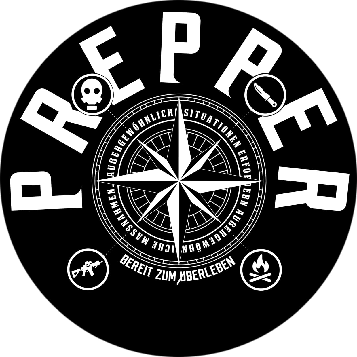 Sammys Shirt Store Prepper-Bereit zum Überleben Vinyl-Aufkleber Sticker für Auto wetterfest 10cm von Sammys Shirt Store