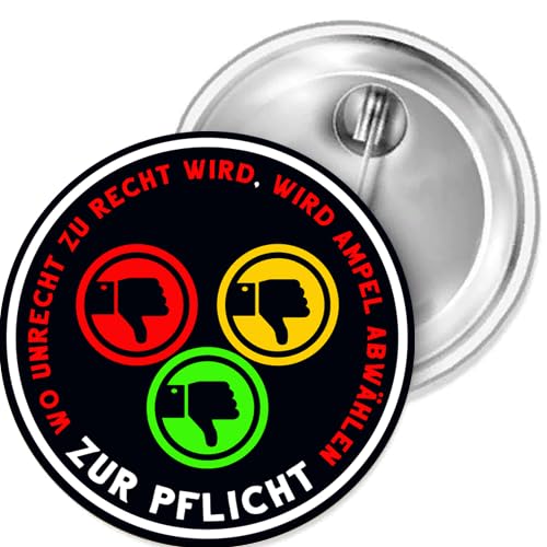 Sammys Shirt Store Wo Unrecht zu Recht Wird Wird Ampel abwählen zur Pflicht Button 38 mm von Sammys Shirt Store