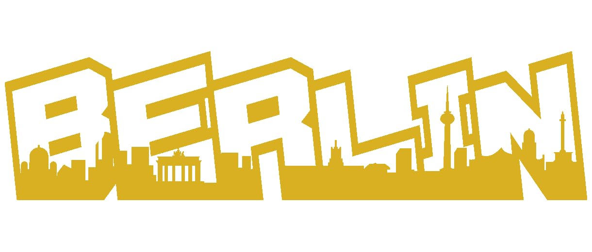 Samunshi® Aufkleber Berlin Schriftzug Skyline Graffiti 30 x 7,7cm goldmetalleffekt von Samunshi