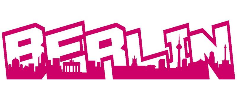 Samunshi® Aufkleber Berlin Schriftzug Skyline Graffiti 30 x 7,7cm pink von Samunshi