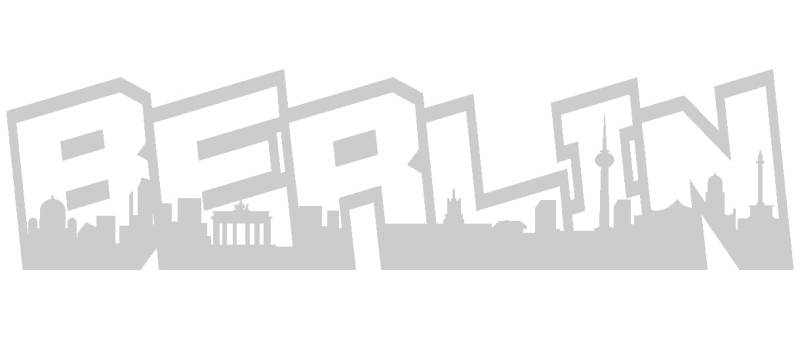 Samunshi® Aufkleber Berlin Schriftzug Skyline Graffiti 15 x 3,9cm silbermetalleffekt von Samunshi