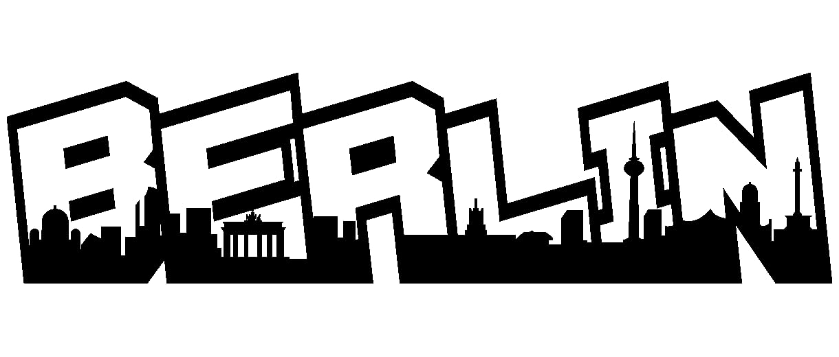 Samunshi® Aufkleber Berlin Schriftzug Skyline Graffiti in 8 Größen und 25 Farben (20x5,1cm schwarz) von Samunshi