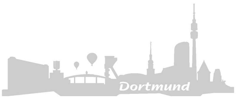 Samunshi® Aufkleber Dortmund Autoaufkleber Skyline in 8 Größen und 25 Farben (30x12cm Silber) von Samunshi