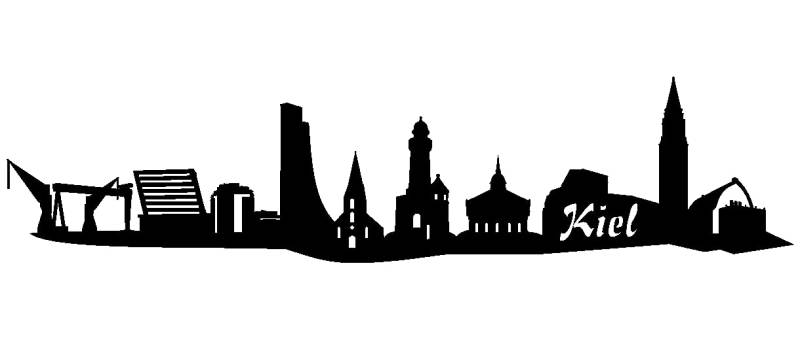 Samunshi® Aufkleber Kiel Skyline Sticker 15 x 3cm schwarz von Samunshi