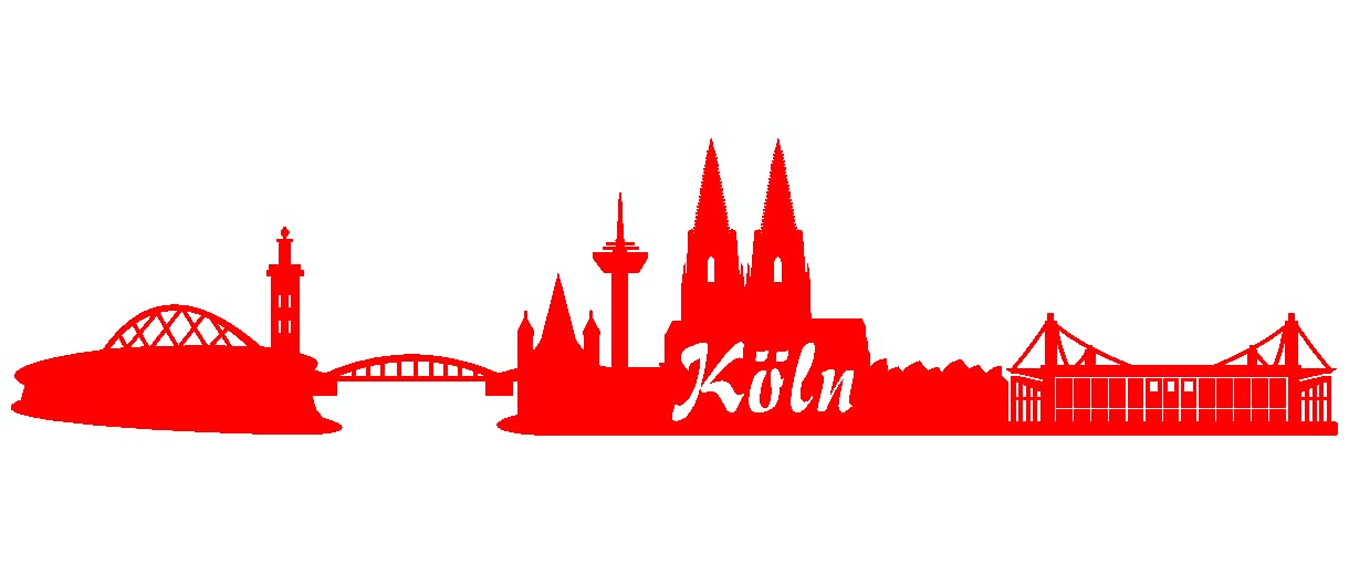 Samunshi® Aufkleber Köln Skyline Autoaufkleber in 9 Größen und 25 Farben (30x6,6cm hellrot) von Samunshi