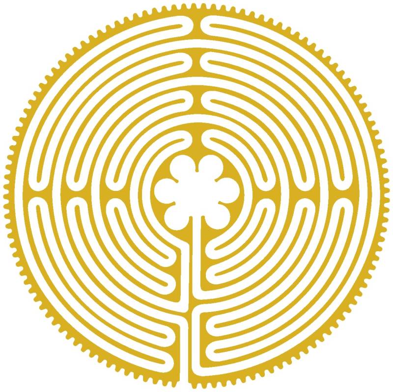 Samunshi® Aufkleber Labyrinth von Chartres Scheibenaufkleber 20 x 20cm goldmetalleffekt von Samunshi