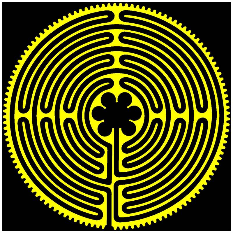 Samunshi® Aufkleber Labyrinth von Chartres Scheibenaufkleber 20 x 20cm gelb von Samunshi