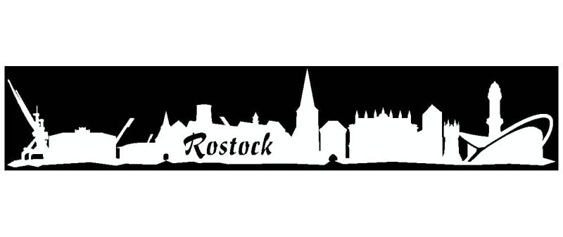 Samunshi® Aufkleber Rostock Skyline Autoaufkleber 30 x 5,4cm weiß von Samunshi