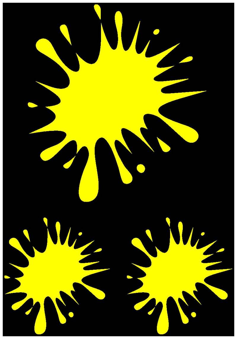 Samunshi® Farbkleckse Aufkleber Klecks Sticker 3er Set 1x11x12cm,2x6x7cm gelb von Samunshi