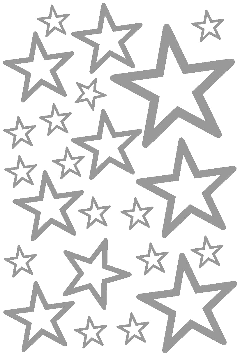 Samunshi® Sterne Aufkleber Set Outline runde Ecken 14x2,5cm6x5cm2x7,5cm1x10cm grau von Samunshi