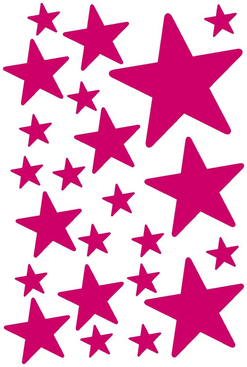 Samunshi® Sterne Aufkleber Set gefüllt runde Ecken 14x2,5cm6x5cm2x7,5cm1x10cm pink von Samunshi