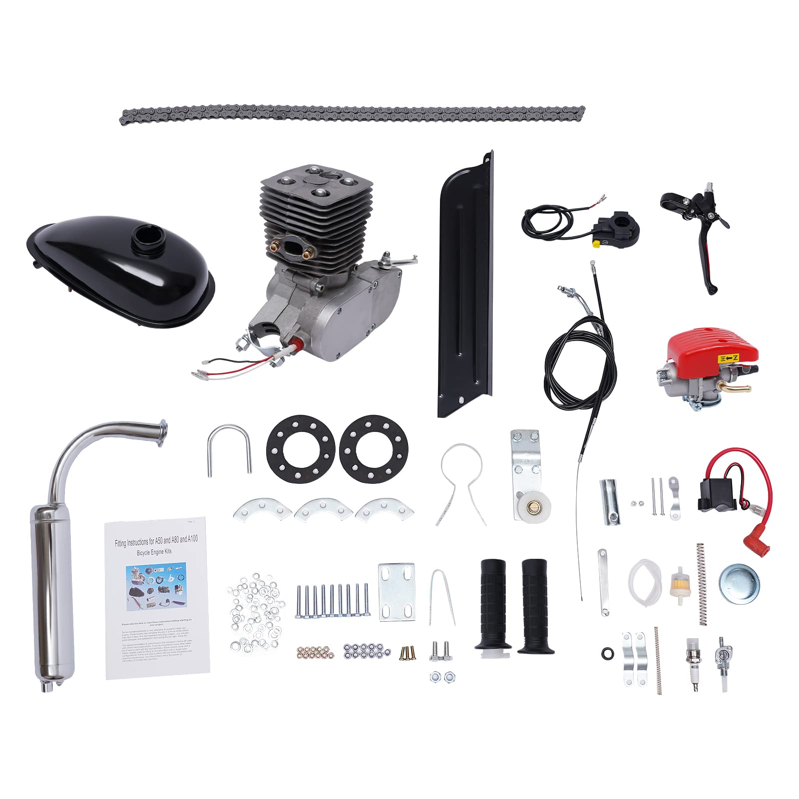 100CC Fahrradmotor Kits, 2 Takt Elektrofahrrad Motor Einzylinder, Luftkühlung, Fahrrad Benzin Hilfsmotor Engine Kits für 26/28" V-Rahmen Fahrräder 100CC Fahrradmotor Kits, 2 Takt Elektrofahrrad Motor Einzylinder, Luftkühlung, Fahrrad Benzin Hilfsmotor Engine Kits für 26/28" V-Rahmen Fahrräder von SanBouSi