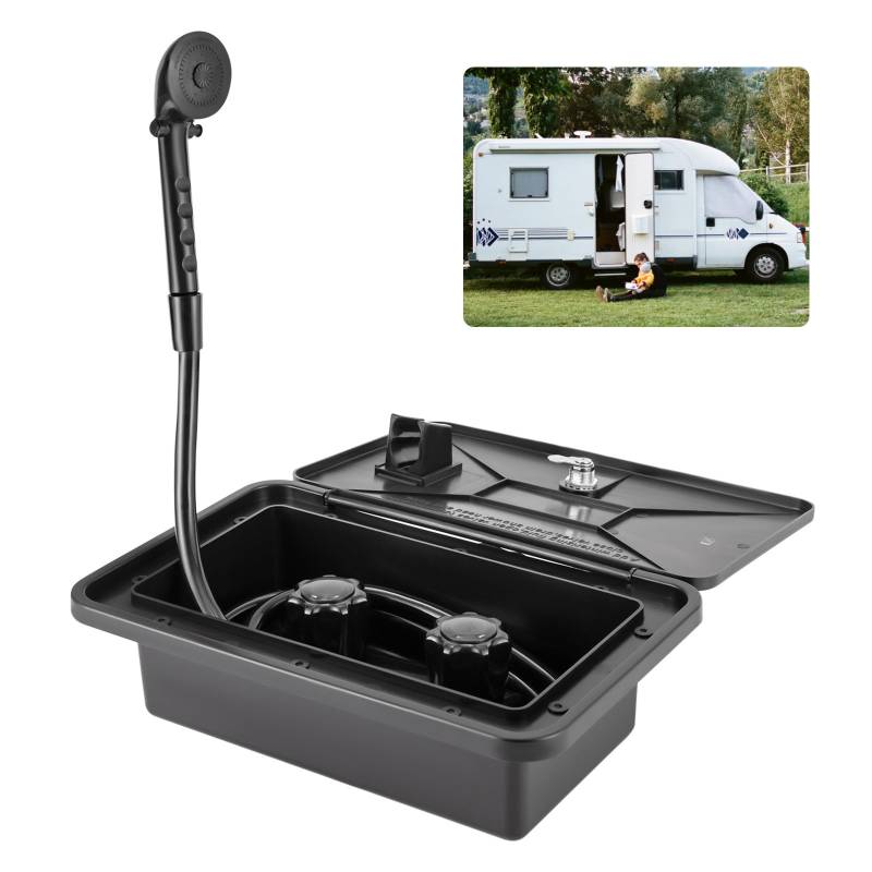 RV Duschkasten Außendusche Box Wohnmobil Heiß Kaltschalter RV Duschkopf mit 1,5m Schlauch Wandmontage Camper Dusche Mischbatterie von SanBouSi