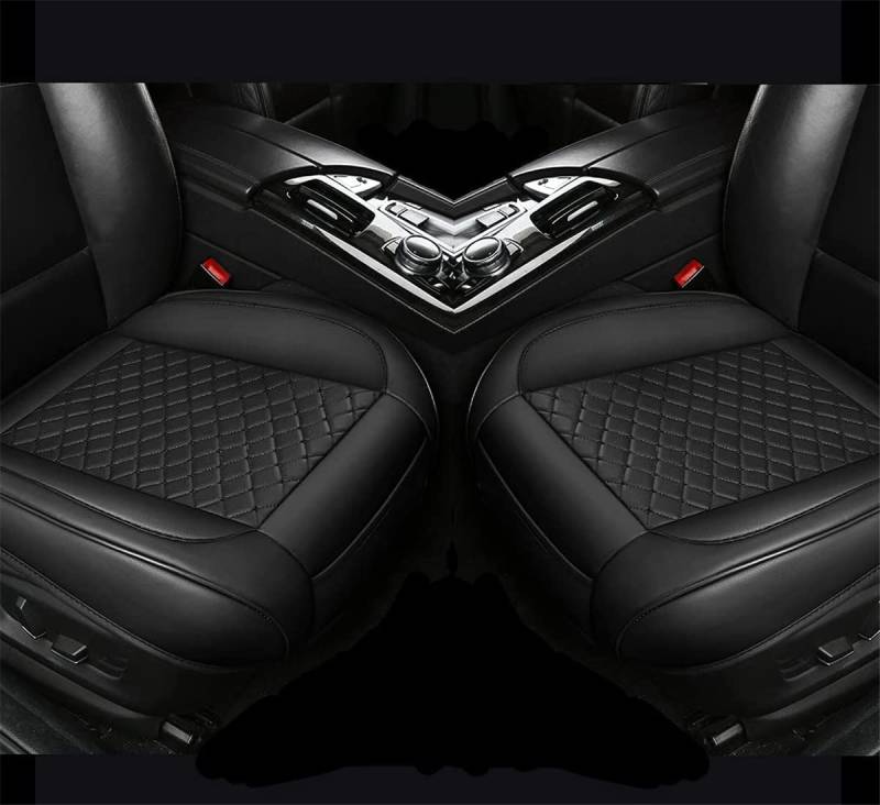 SanQing 2PCS Luxus PU Leder Autositzbezüge Schonbezüge für Vordersitzunterseite, Kompatibel mit 90% Fahrzeugen (Sedan SUV Truck Mini Van) (Black) von SanQing